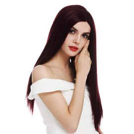 WIG ME UP - DW3016-LF-99J wig women's wig lace front sleek long middle parting burgundy Bordeaux red