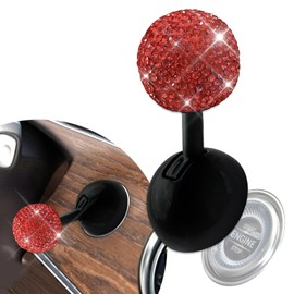 Lyxheth Car Push Starter Button Cover, Start Button Joystick, Car Push to Start Accessories Joystick Cover, Rhinestone Vehicle Engine Start Stop Rocker Car Accessories for Vehicles (Red)