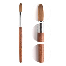 KADS Pure Kolinsky Hair Bristles Acrylic Nail Brush Oval Curled Redwood Handle Professional Salon Quality (No.16)