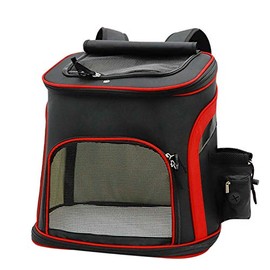 VIGAN - Mochila de malla transpirable para perro de gran capacidad para gatos (negro y rojo)                                                          