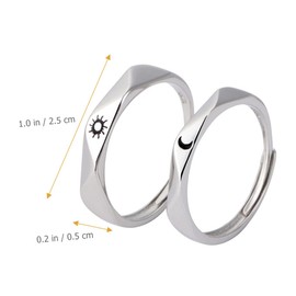 FRCOLOR 5 Pairs Sun and Moon Matching Promise Rings for Couples Unique His and Her Rings for Boyfriend Girlfriend Creative Lovers Daily Wear Jewelry