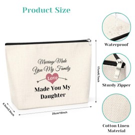 Daughter in Law Gifts for Wedding Cosmetic Bag to My Daughter in Law Makeup Travel Pouch Daughter in Law Gifts from Mother in Law Wedding Day Gift Bride Shower Presents Stepdaughter Gifts