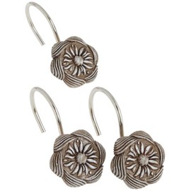 Carnation Home Fashions PHP-AU/03 Ganchos de Cortina de Ducha de Resina de Caoba en Plata, Juego de 12