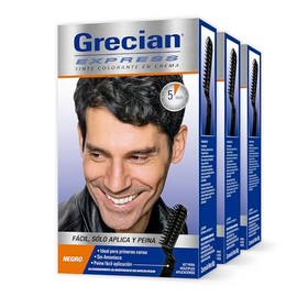 Grecian Express Tinte Cabello Hombre en Crema, Negro, 3 Pack 80g