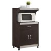 Pemberly Row Microwave Kitchen Cart in Chocolate Gray