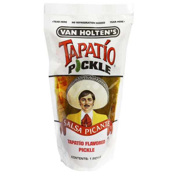 Van Holten Grand cornichon dans une pochette – Saveur sauce piquante Tapatio – Cornichons américains – Sans matière grasse – Sans gluten