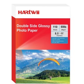 HARtwii 110 Sheets Double Side High Gloss Photo Paper 8.5x11 Inches 69lbs for Inkjet Printers and Dye Ink 260Gsm Suitable for Inkjet Printing Printer
