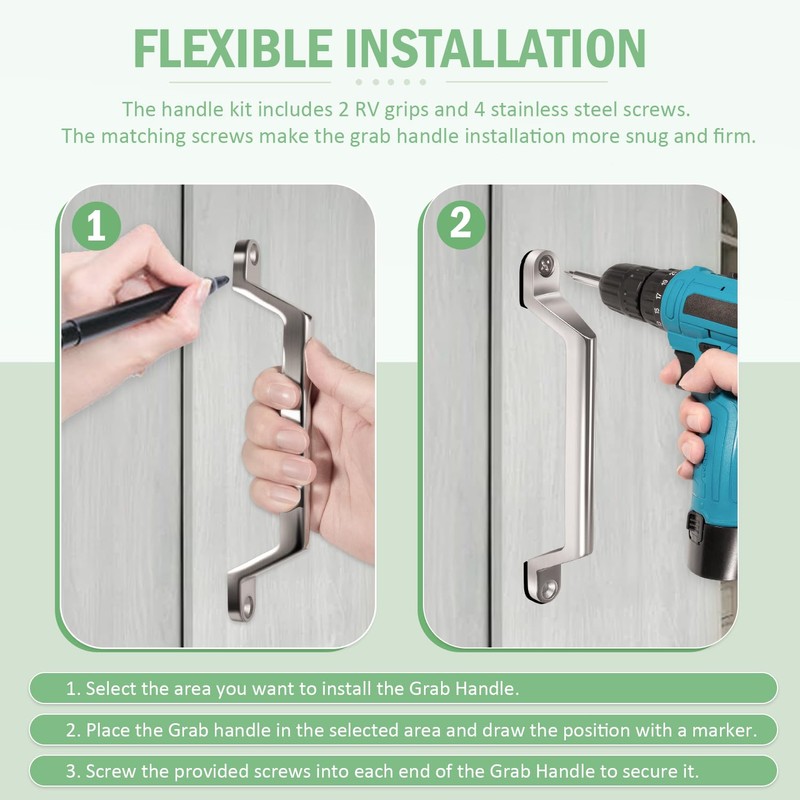 USSKYBOY Universal RV Grab Door Handle, Solid Stainless Steel Grab