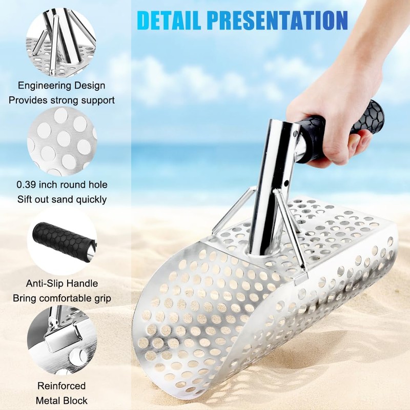 Sand Scoop for Metal Detecting, Stainless Steel Metal Detector Scoop,