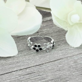 Bungsa Flower Toe Ring Silver Women's Brass ## # Adjustable ## (Toe Ring Foot Jewellery Foot Ring Toe Ring Nail Ring Bendable, Brass, No Gemstone