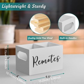 Remote Control Organizer Storage Holder, 1 Count Wooden 2-grid Desktop Storage Box, Remote Control Storage Box for Home Office Dormitory,  Household Items:_Black_one-size
