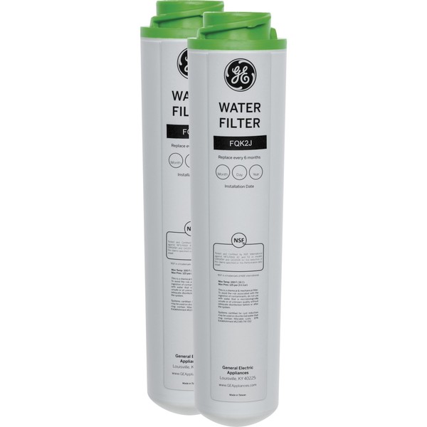 GE FQK2J Under Sink Water Filter Replacement | Dual Flow | NSF Certified: Reduces Sediment, Rust & Other Impurities from Water | Replace Every 6 Months for Best Results | 2 Water Filters Light Gray