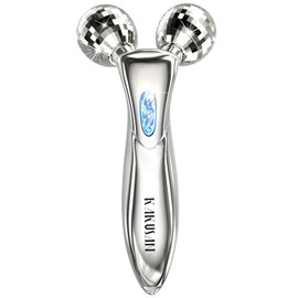 Beauty Roller, Facial Roller, Face/Body, Small Face Roller, Y-Shaped, Micro Current, Weak Current, Solar Panel, 3D Diamond Cut, Massage Roller, Waterproof, Unisex, Mother's Day, Birthday, Gift, Japanese Instruction Manual (English Language Not Guaranteed), Silver