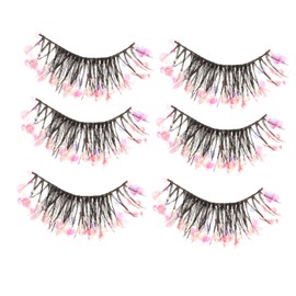 SAFIGLE 3 Pairs False Eyelashes Glitter Makeup Accessories for Women Lightweight Easy to Use for Parties Dates Weddings Special Occasions