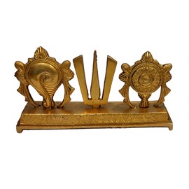 Purpledip Brass Idol Tirupathi Balaji Shankh Chakra Tilak: Padmanabha Swami Venkateswara Vishnu Decor Statue (12088)