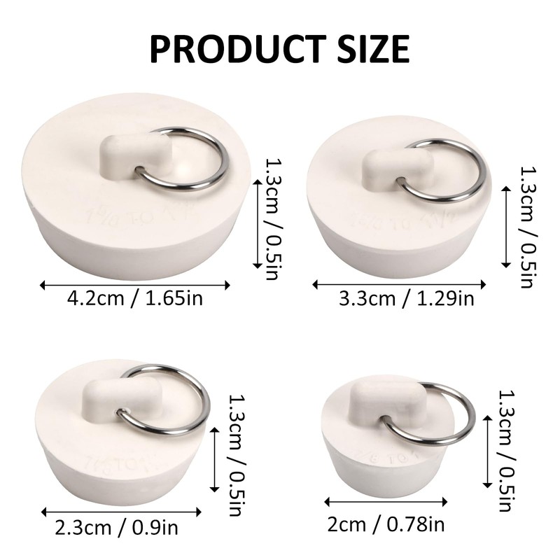 4 Pack Rubber Plug with Hanger, Universal Drain Plug for