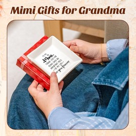 PUDDING CABIN Mimi Gifts from Grandkids - Jewelry Dish Ring Tray for Mimi Birthday Christmas Mother's Day Gifts for Mimi