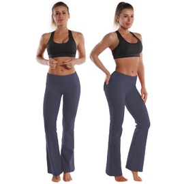BUBBLELIME 29"/31"/33"/35" 4 Styles Women's Bootcut Yoga Pants Tummy Control - Back Pockets_Darknavy M_29" Inseam