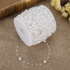 Pearl Wire Beads String, Grinding Pearl Wire Beads Garland String Create Your Own Beautiful and Elegant Pearl Garland with Grinding Pearls on Wire for Wedding Decoration (White)