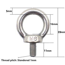Eowpower 5 Pieces M6 Male Thread Machinery Shoulder Lifting Ring Eye Bolts