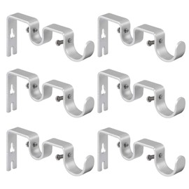 Anndason Heavy Duty Curtain Rod Brackets Double Curtain Rod Brackets Double Rod Holders 1" and 5/8" Inch Rod (Set of 6, Silver)