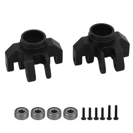 Pothyes Aluminium Front Steering Knuckles Block with Bearing for Losi 1/18 Mini LMT 4X4 Brushed Monster Truck RTR-LOS01026 Upgrades Part (Black)