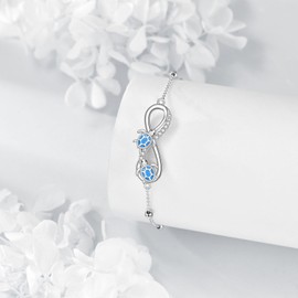 POPLYKE Turtle Bracelet 925 Sterling Silver Cute Animal infinity Bracelets Adjustable Turtle Jewelry Gifts for Women