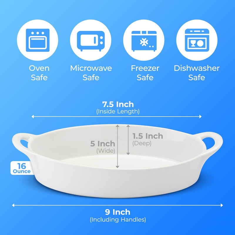 Oval Au Gratin Baking Dishes for Oven Safe and Microwave