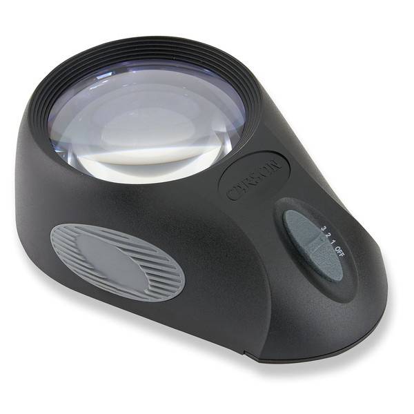 Carson LumiLoupe Ultra 5x LED Lighted Stand Loupe Magnifier with 3 Brightness Settings (LL-88), Black