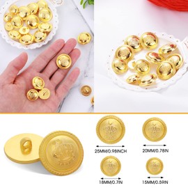 40 Pcs Gold Buttons for Blazer, Vintage Sewing Buttons for Jeans Suits Sport Coat Uniform Jacket (15/18/20/25mm)