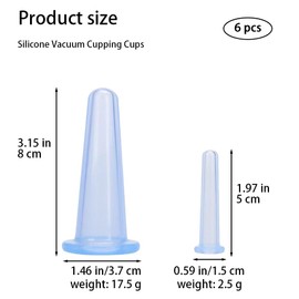 RANYUNSYZ 6 Pcs Blue Facial Cupping Therapy Set Anti Cellulite Silicone Vacuum Cupping Cups for Face and Eye Cupping Massage (3 Small + 3 Large)，Massage Tools