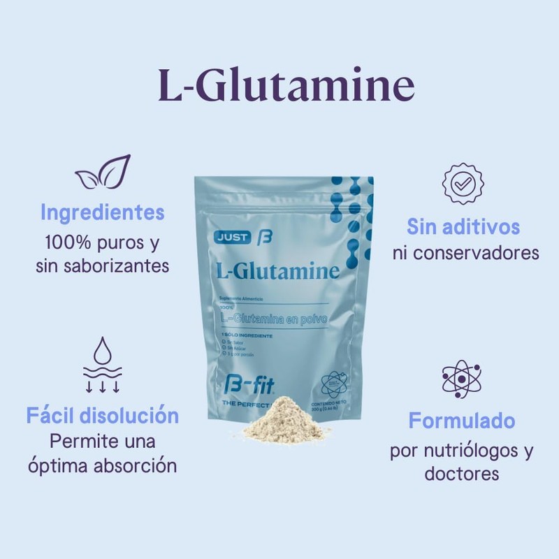 B-FIT L-Glutamina en Polvo 100% Pura - 5g por Porción