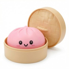 Dumpling Squishy Toys, Gaint Dumpling Squishy Mystery Box, Colorful Squishies Dumplings Stress Balls Toy, Stocking Stuffers with Food Steamer Stretchy Desk Toy Pink
