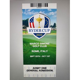2023 Golf RYDER CUP Replica Commemorative Ticket Stub - Marco Simone Rome Italy