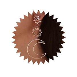 Allereya Boho Moon Drop Dangle Earrings Hollow Sun Drop Earrings Outline Crescent Earrings Rose gold Star Studs Earrings Jewelry for Women and Girls Gift