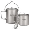 TOMSHOO Lightweight Titanium 3 Pieces Set Titanium 750ml Pot 350ml