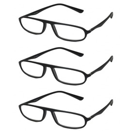 Calabria TR917 Flexie Sport Bendable Reading Glasses +6.00 Black 3 PACK Unisex