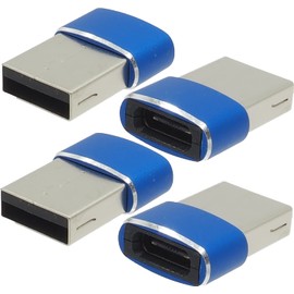 Audio Fan USB Converter Connector USB Type C Socket to USB Type A Plug Converter Adapter USB 2.0 (Max Transfer Rate 480Mbps) USB C to A Ultra Mini USB Type c Converter, Blue, 4 Pack