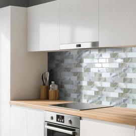 Art3d Peel and Stick Beige & White Wall Tiles – 12"x12" Thickened Design Backsplash, Self-Adhesive Tile for Kitchen & Bathroom Decor