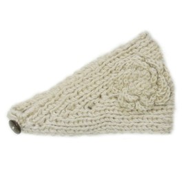 Wrapables Winter Hand Knit Floral Headband, Khaki