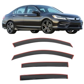 IKON MOTORSPORTS in Channel Window Visors Compatible with 2013-2017 Honda Accord Sedan, Slim Style Acrylic Smoke Rain Guards, Side Window Wind Deflectors 4PCS