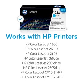 HP Original 124A Cyan Toner Cartridge Works Color LaserJet 1600, 2600, 2605 Series, Color LaserJet MFP CM1015, CM1017 Series Q6001A
