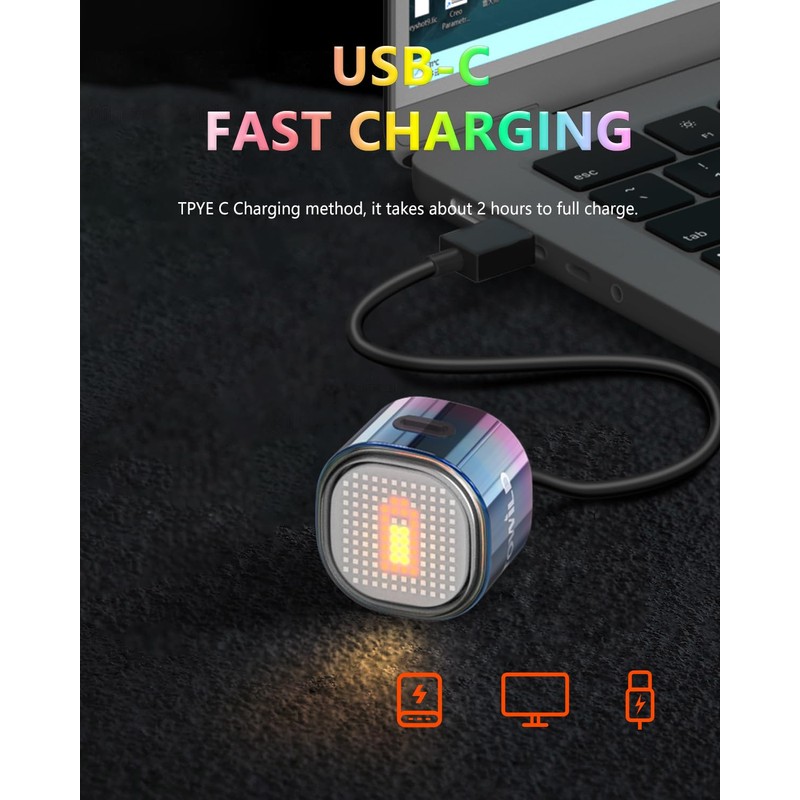 TOWILD TL08 Bike Rear Light with Expression DIY Function,Gradient Color