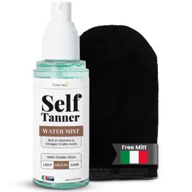 Self Tanning Mist - Vitamin Infused Self Tanner Mist for Hydrating Face and Body, Made of Natural Ingredients and Rich Nutrients, No Streaks, Orange Tints or Nasty Smell - (100ml, 3.38 fl oz) Medium