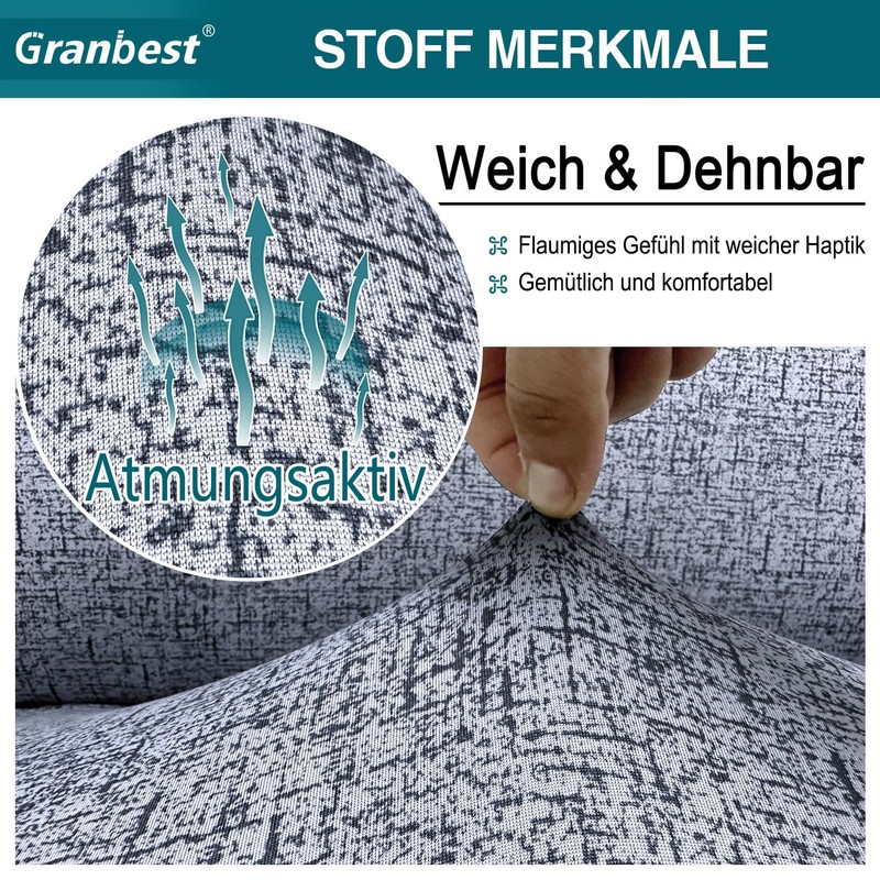 Granbest Stretch Couch Cover, Super Soft Microfibre Armchair Cover, Sofa