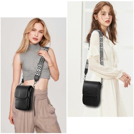 TANTOMI Small Crossbody Bags for Women, Small Purses with Card Slots Phone Purse Wide Adjustable Strap (Black)