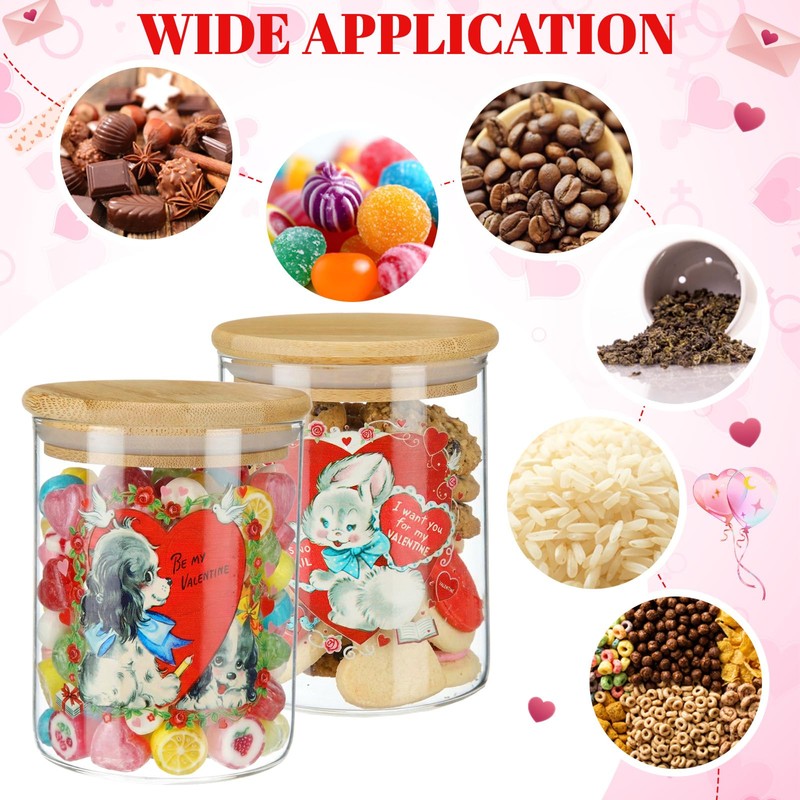 12 Set 17oz Glass Storage Jars with Airtight Lid Retro