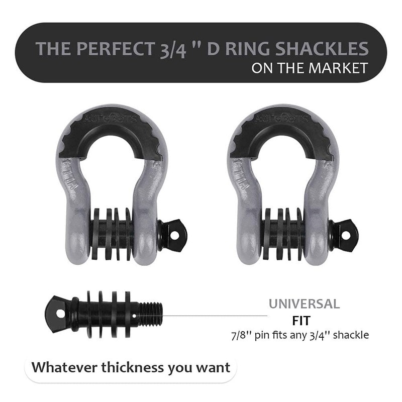 AUTOBOTS Shackles 3/4" (2 Pack), D Ring Shackle 45,000Ib Max