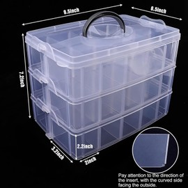 SGHUO SGHUO 3-Tier Stackable Storage Container Box with Dividers-30 Compartments, Bead Organizers for Art Craft Storage, Washi Tape, Kids Toys, Jewelry, Beauty & Sewing Supplies