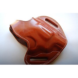 cal38 Handcrafted Leather Belt Holster for Colt Police Positive 38 Special (R.H) TAN Black